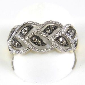 Black Leaf Diamond Ring Band w/Accents YG .30Ct